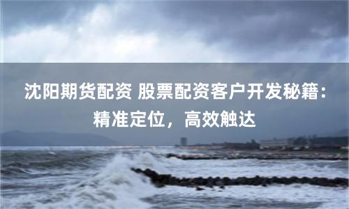 沈阳期货配资 股票配资客户开发秘籍：精准定位，高效触达