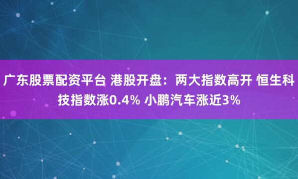 广东股票配资平台 港股开盘：两大指数高开 恒生科技指数涨0.4% 小鹏汽车涨近3%